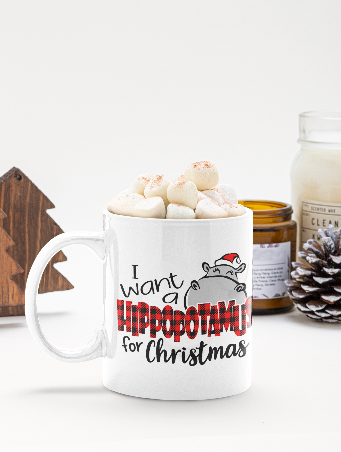 I want a Hippopotamus for Christmas 15 ounce mug or shirts