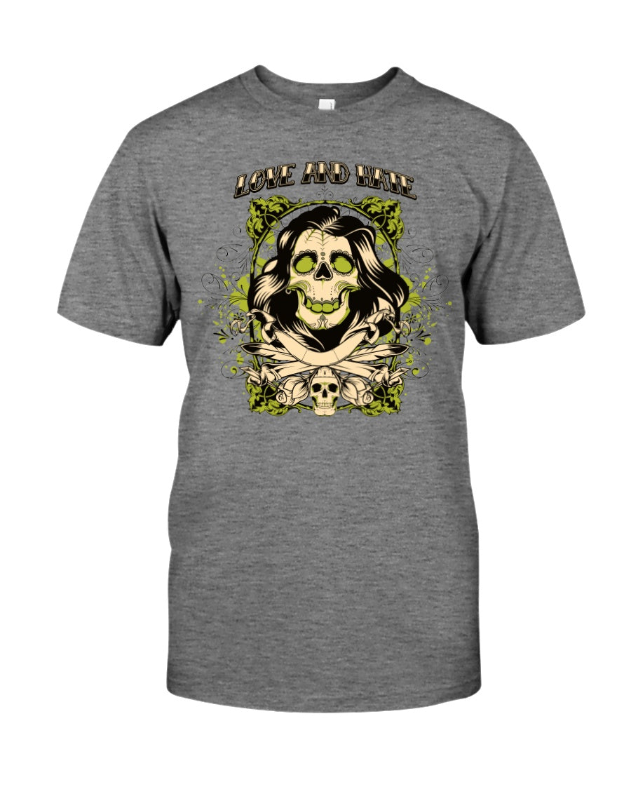 Love and Hate Skulls >> Fruit of the Loom Cotton T