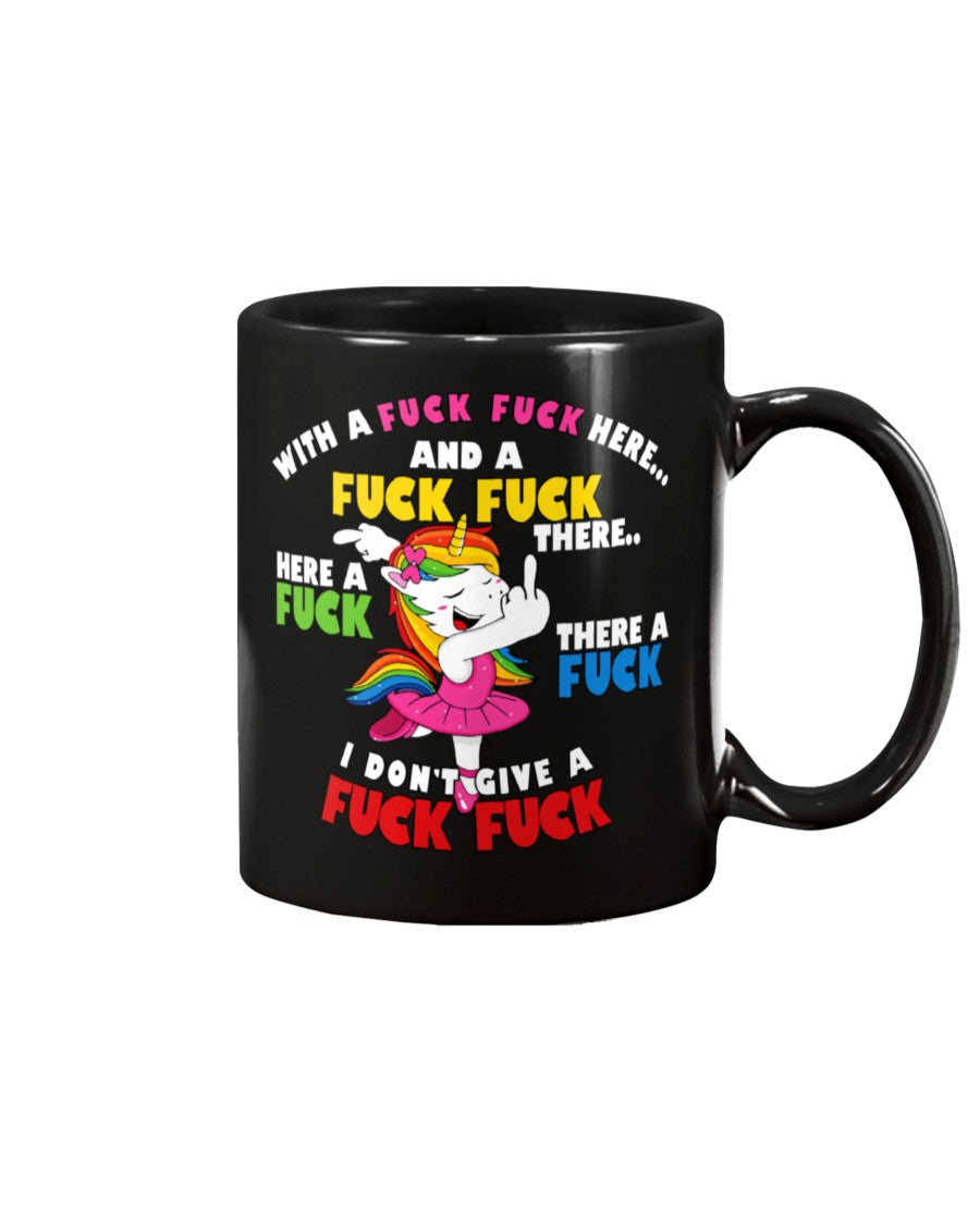 Unicorn singing her own F*CK song coffee mug 15oz. also women's shirts available