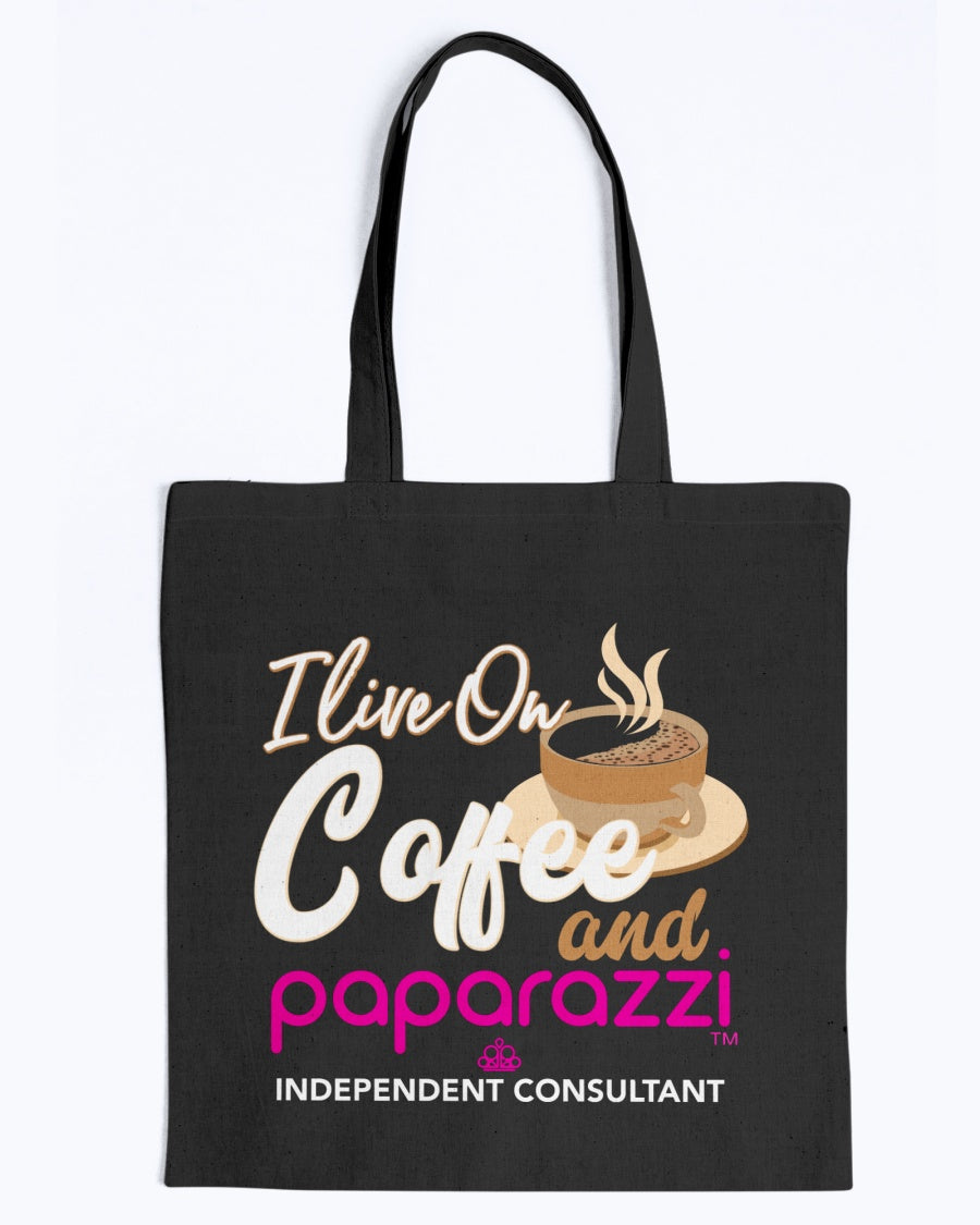 I live on coffee and paparazzi custom black mug or shirt or tote (not for retail sale)