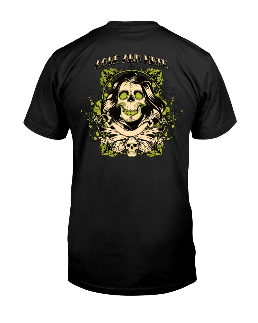 Love and Hate Skulls >> Fruit of the Loom Cotton T