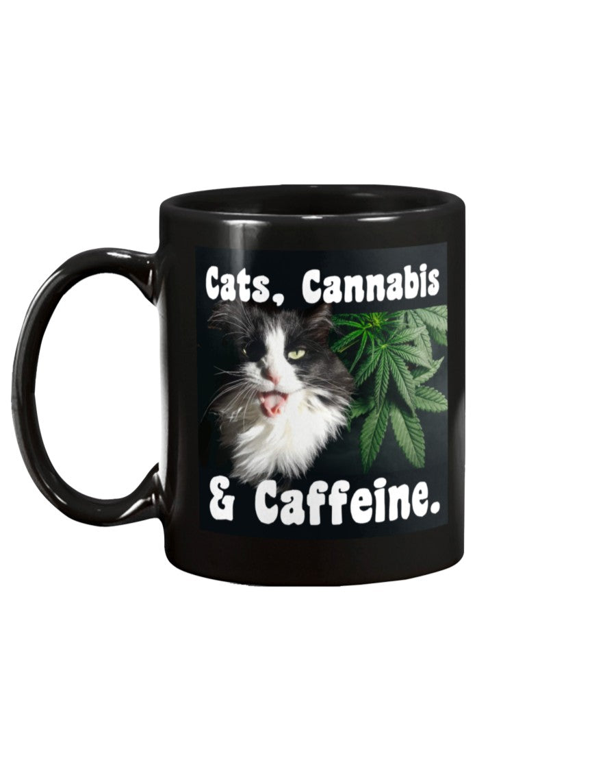 Cats, Cannabis and Caffeine coffee mug 15oz Mug