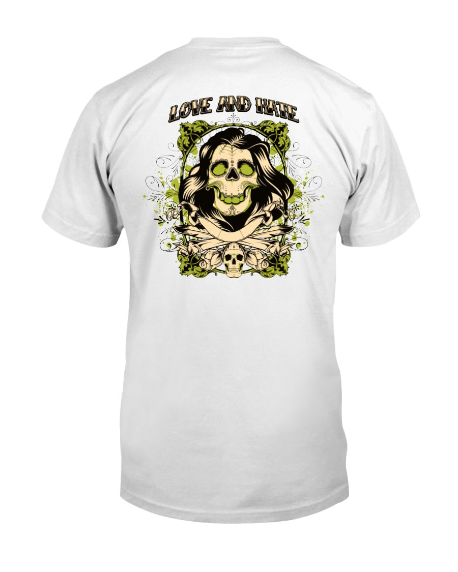 Love and Hate Skulls >> Fruit of the Loom Cotton T