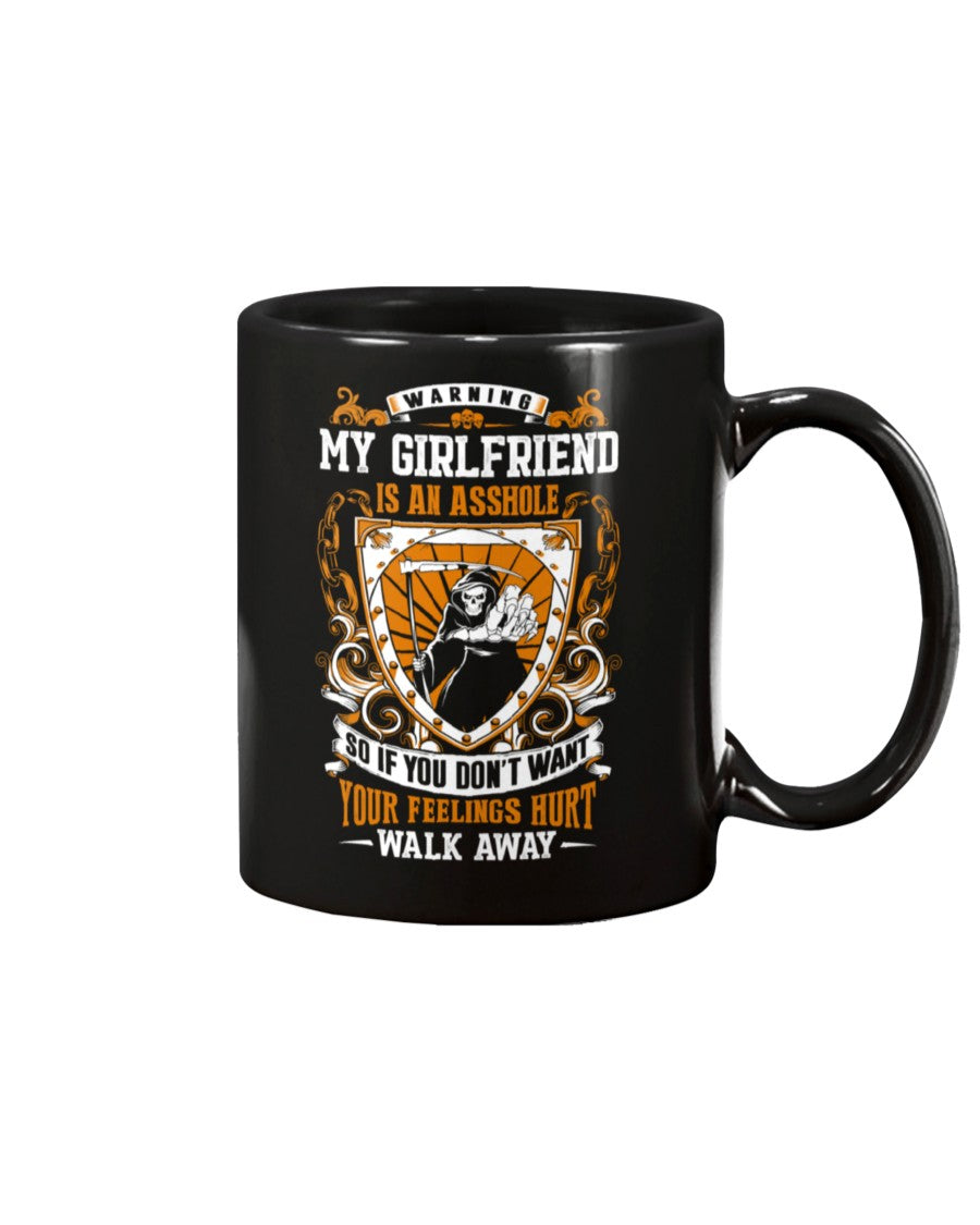Skull shirt my girlfriend is an asshole skull coffee mug 15oz. or skull shirts
