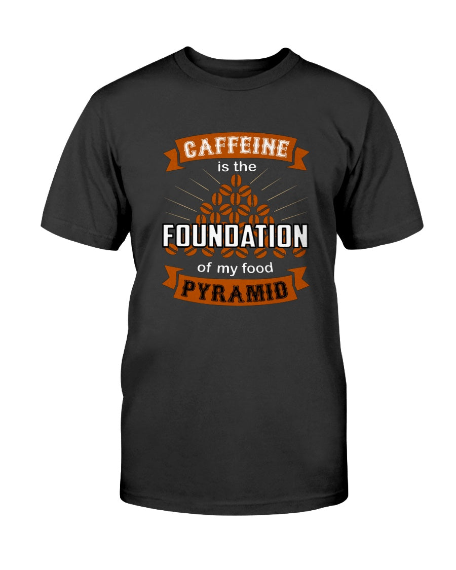 Caffeine is the Foundation of my Food Pyramid mugs and shirts and totes