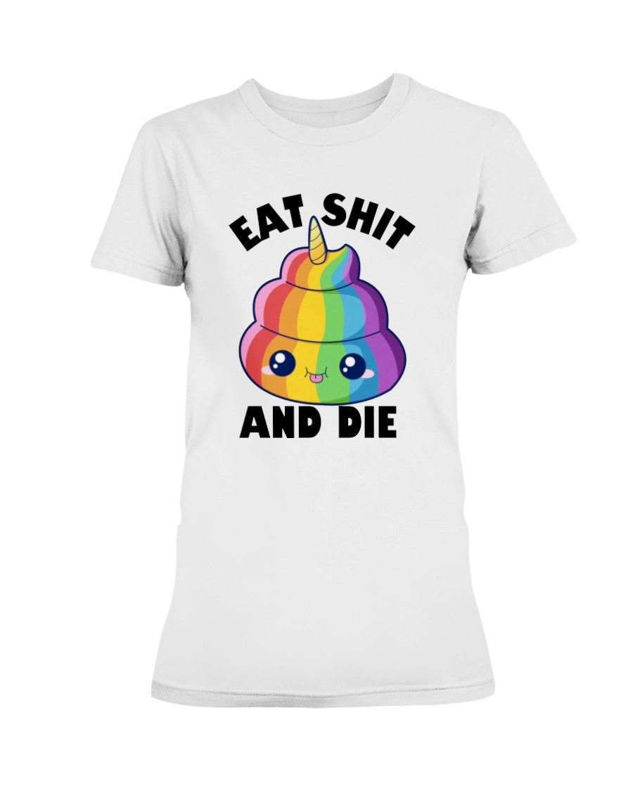 funny unicorn poop emoji coffee mug Eat shit and die coffee mug 15oz. or funny shirts