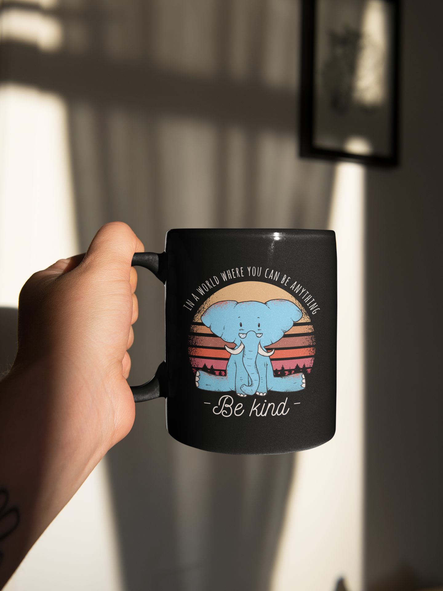 In a World where you can Be Anything, BE KIND 15oz. coffee mug black