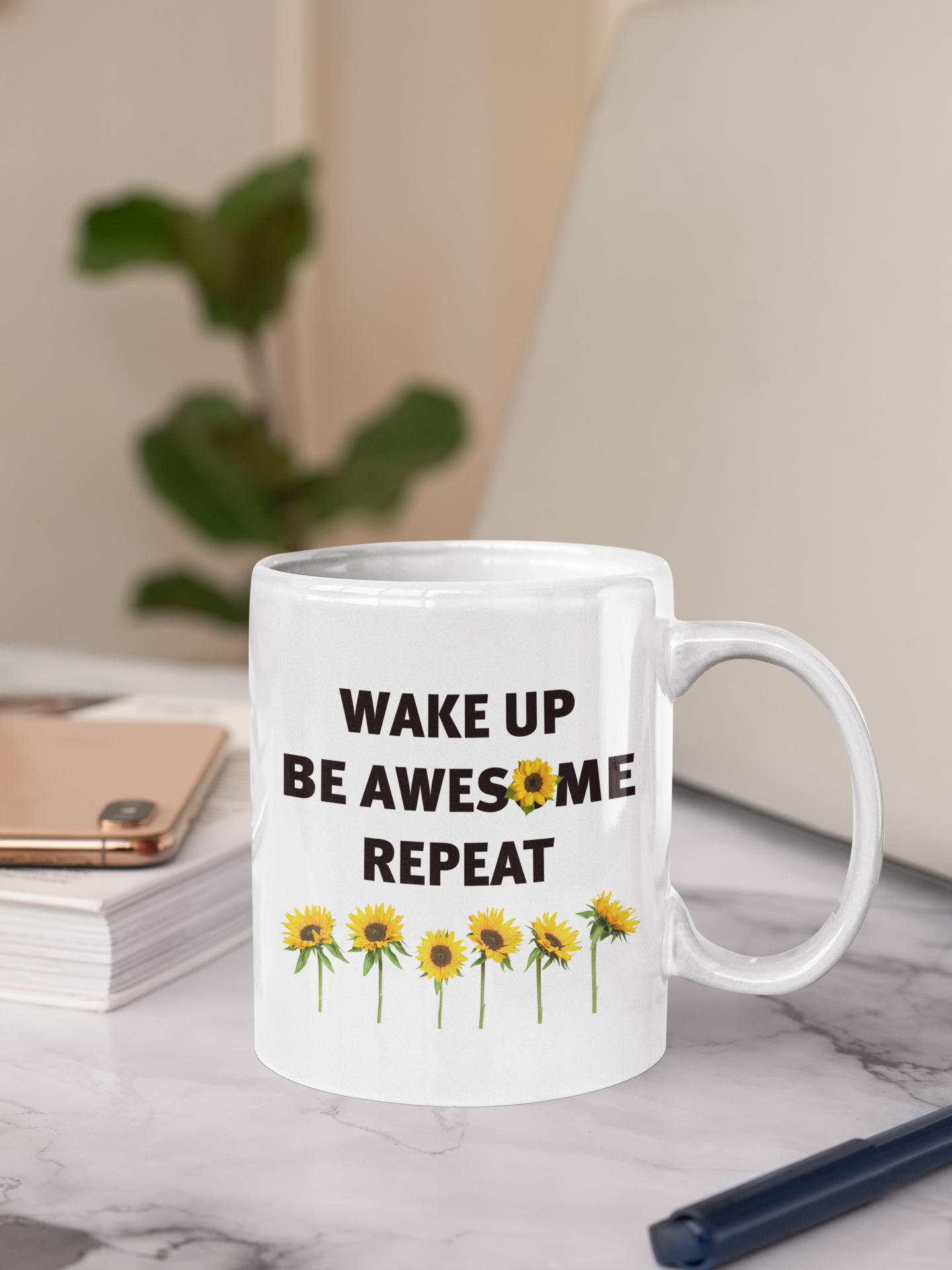 wake up be awesome repeat coffee mug 15oz Ceramic Mug