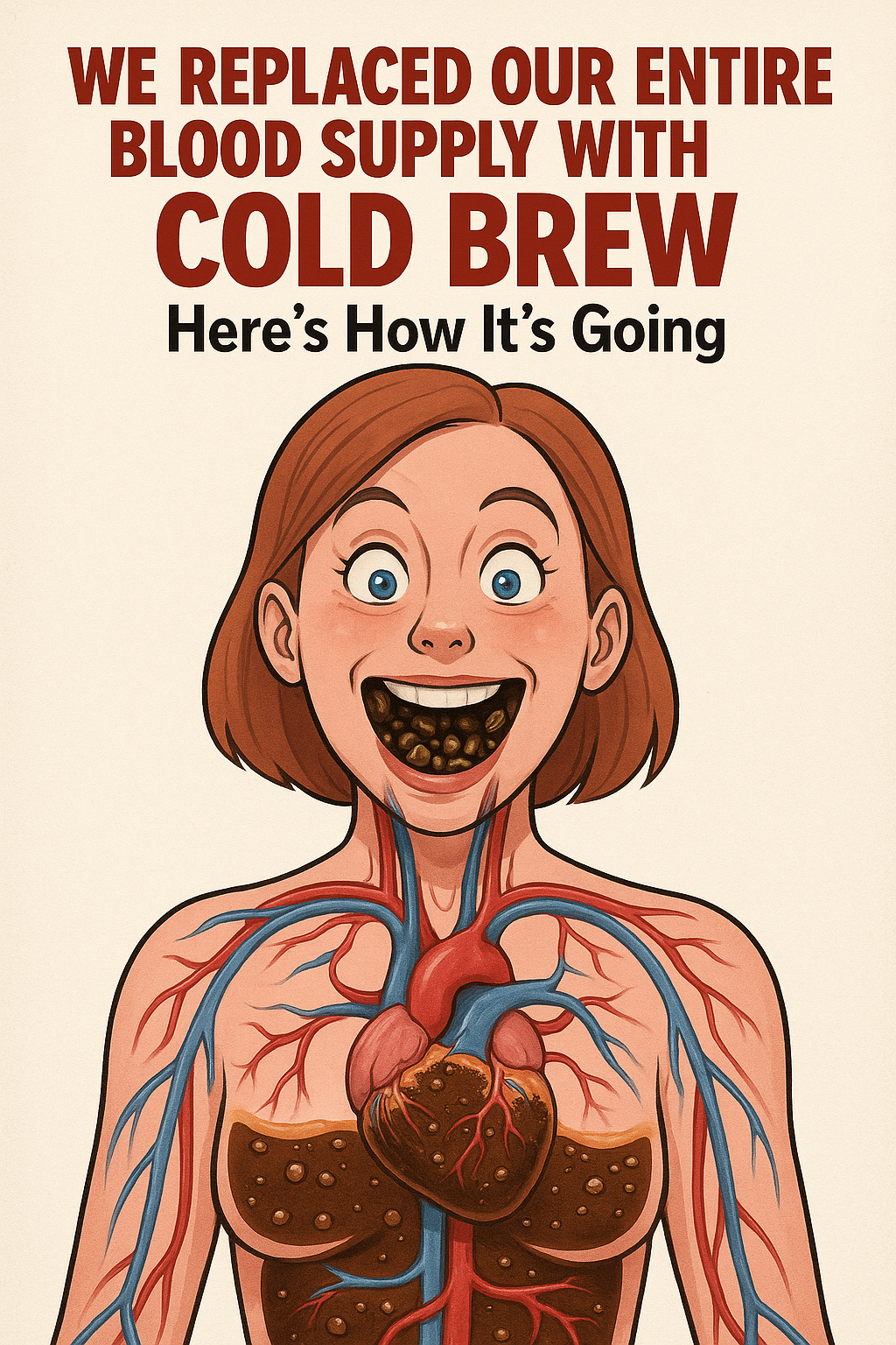 We Replaced Our Entire Blood Supply with Cold Brew. Here’s How It’s Going. Spoiler: It’s going fast.