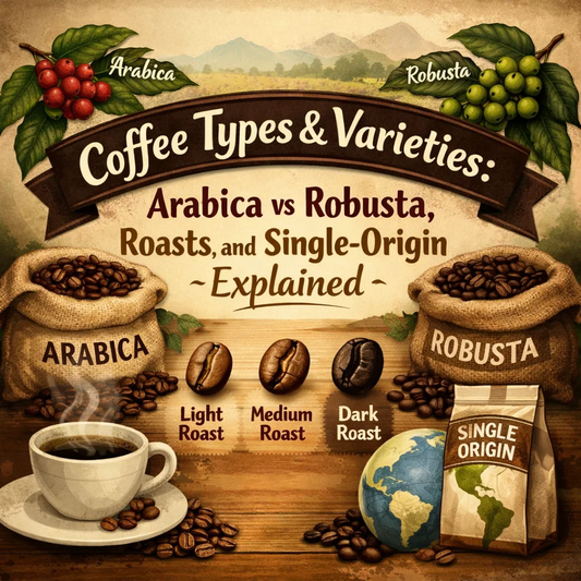 Coffee Types & Varieties: Arabica vs Robusta, Roasts, and Single-Origin Explained