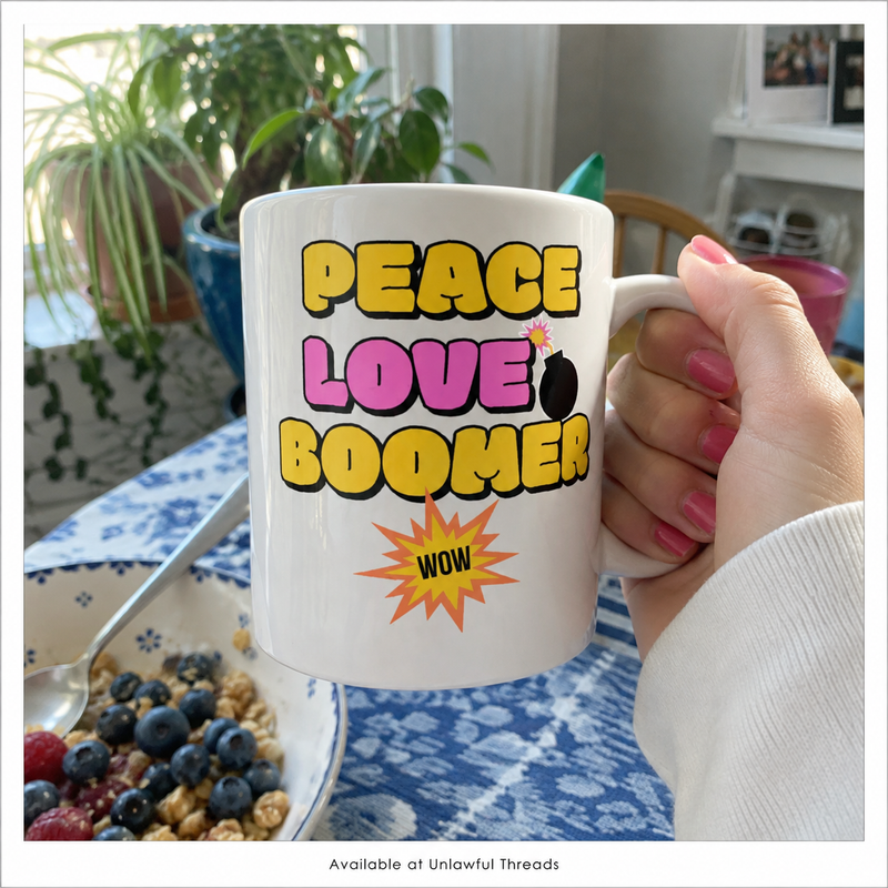 Peace Love Boomer 15oz Coffee Mug