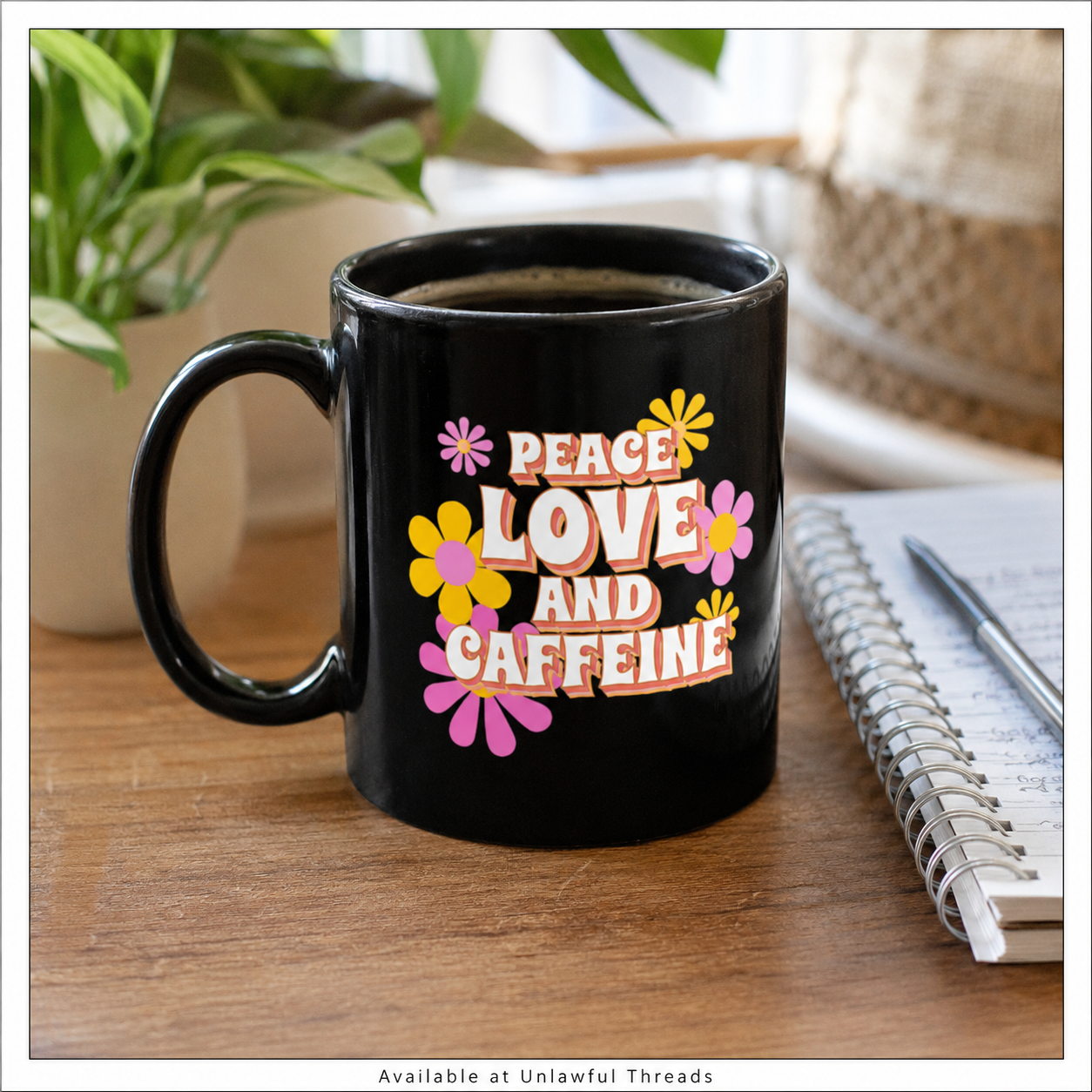 Peace Love and Caffeine 15oz Coffee Mug