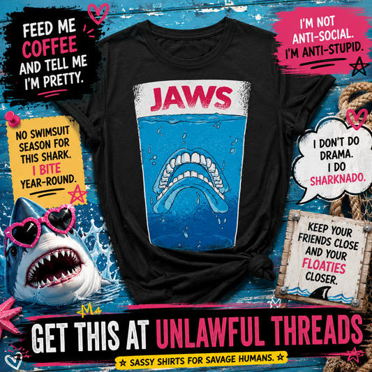 JAWS Shark T-Shirt – Funny Florida Shark Week Graphic Tee for Men & Women