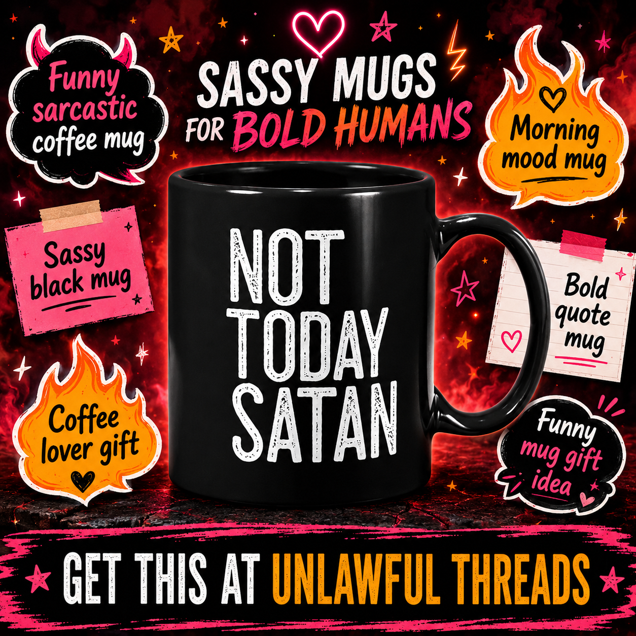 Not Today Satan – Funny Christian & Sobriety 15oz Ceramic Coffee Mug