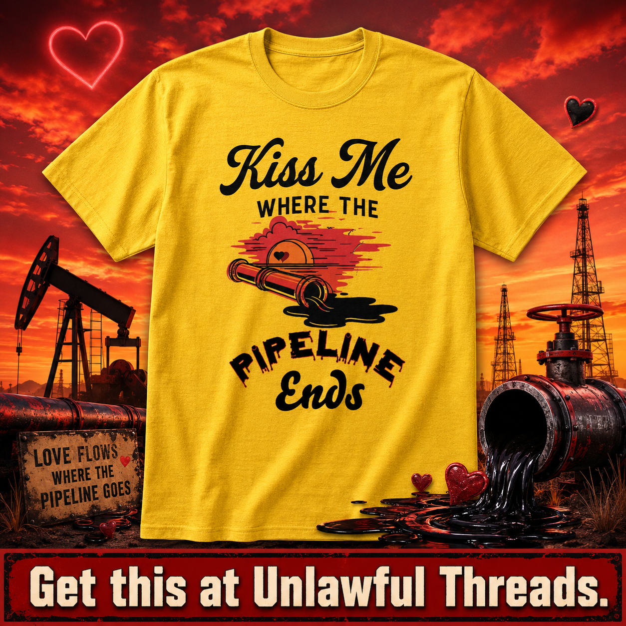 Kiss Me Where the Pipeline Ends – Funny Political T-Shirt