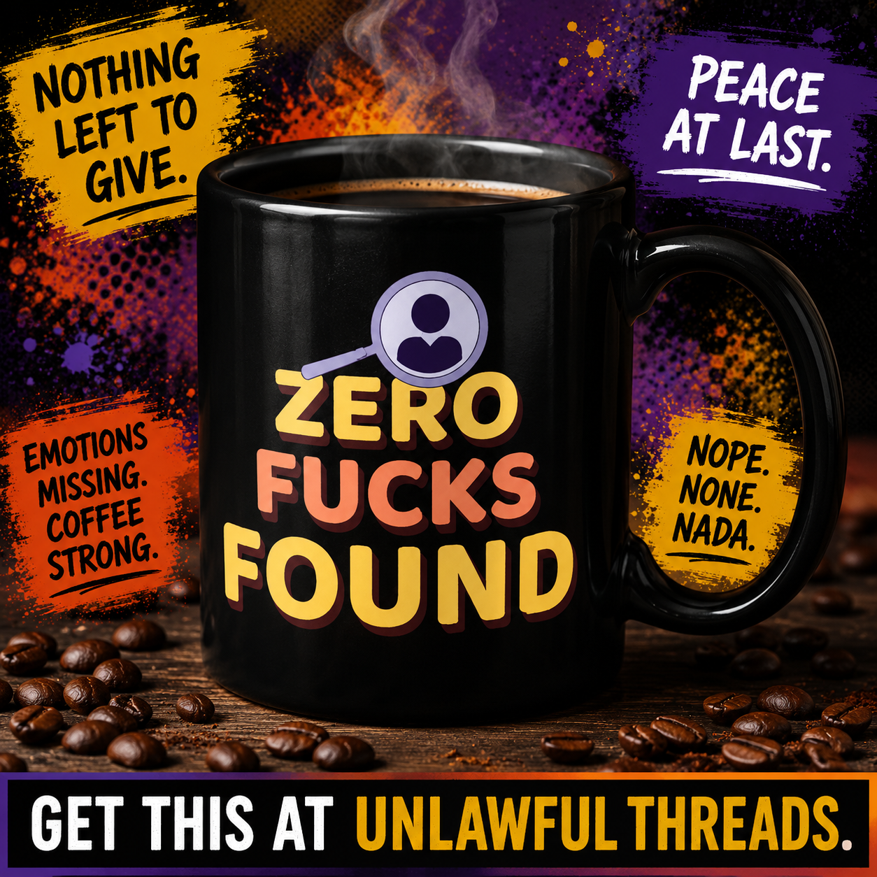 Zero Fucks Found – Funny Sarcastic Coffee Mug