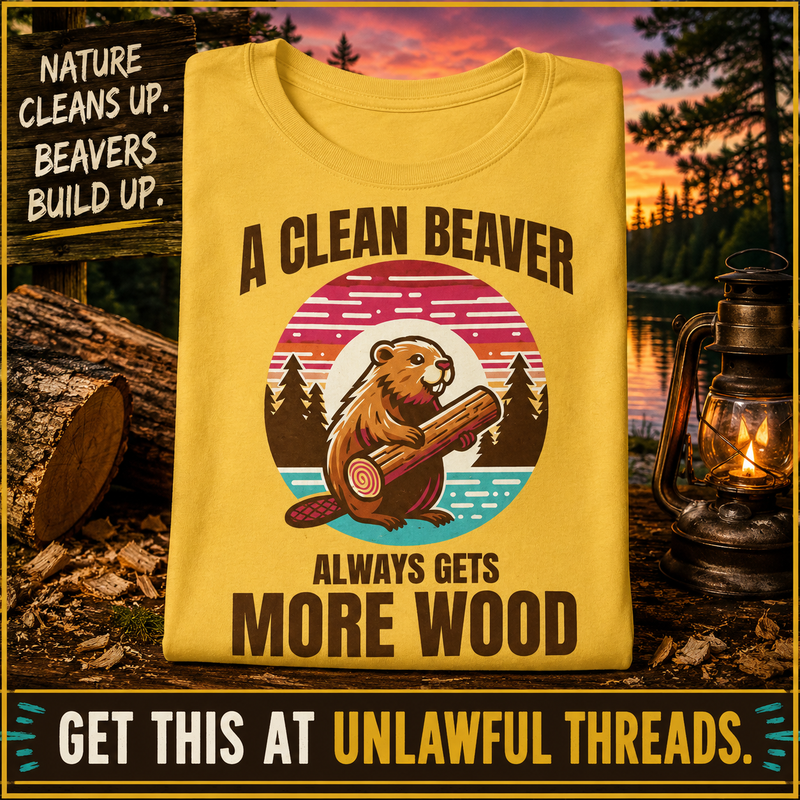 Clean Beaver Gets More Wood – Funny Novelty T-Shirt