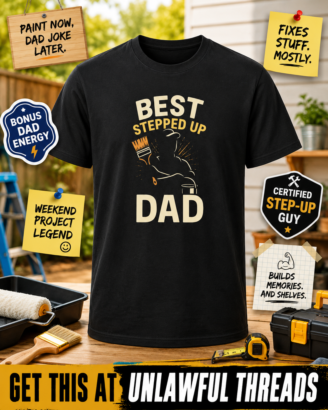Best Stepped Up Dad – Stepdad & Father Figure Gift T-Shirt
