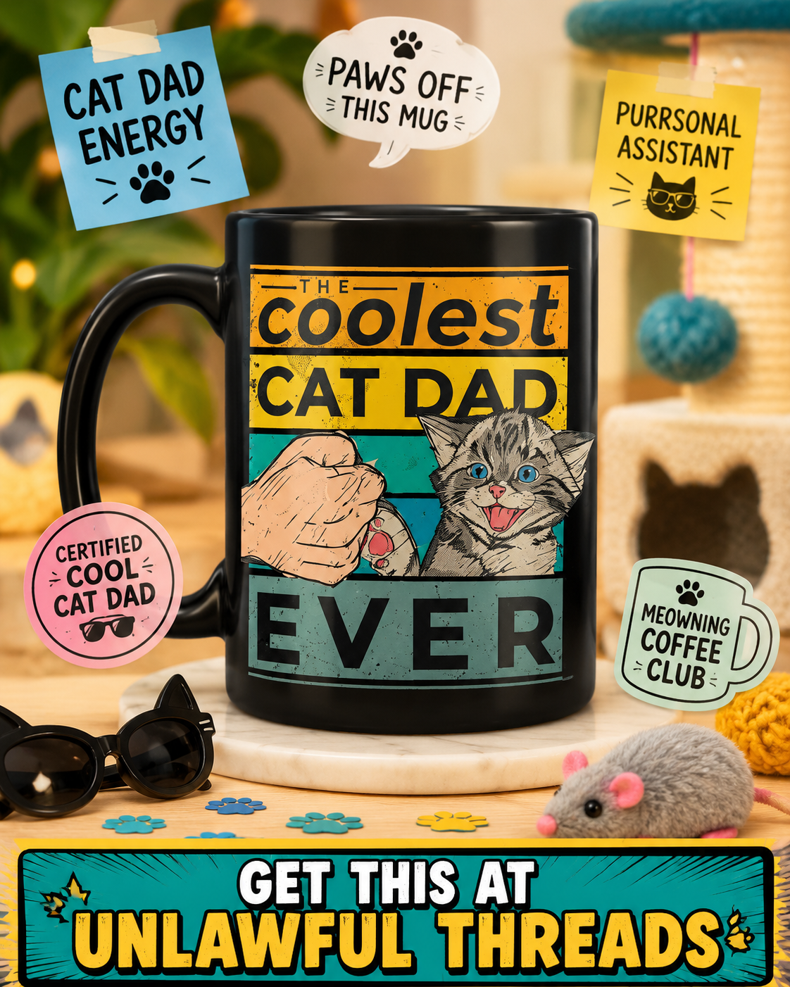 Coolest Cat Dad Ever – Funny Cat Lover Gift Coffee Mug