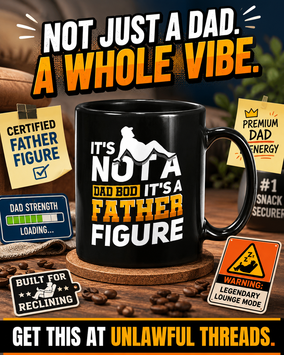 It's Not a Dad Bod, It's a Father Figure – Funny Dad Gift Mug & Shirt