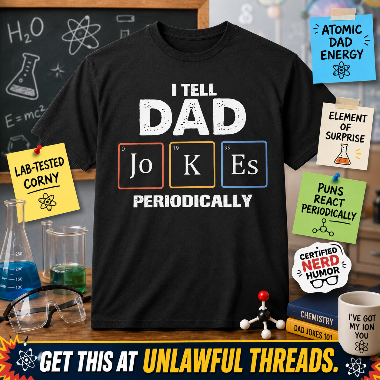 I Tell Dad Jokes Periodically – Funny Science Dad Mug & T-Shirt