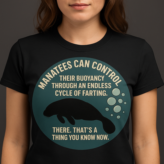 Funny Manatee Fact Design – Buoyancy Through Farts Educational Humor | Funny Florida Shirt