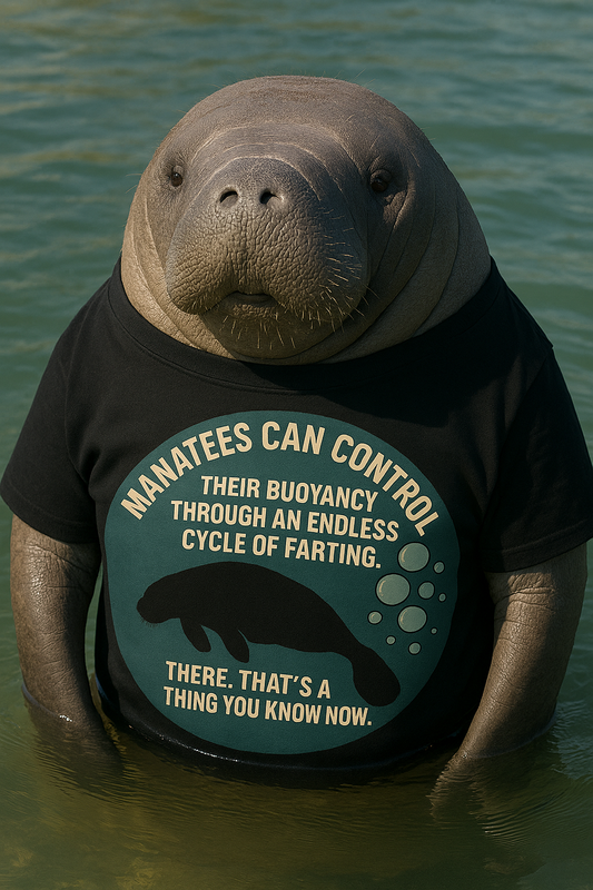 Funny Manatee Fact Design – Buoyancy Through Farts Educational Humor | Funny Florida Shirt