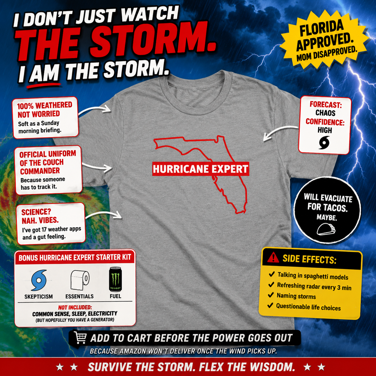 Hurricane Expert T-Shirt – Classic Cotton | Unlawful Threads