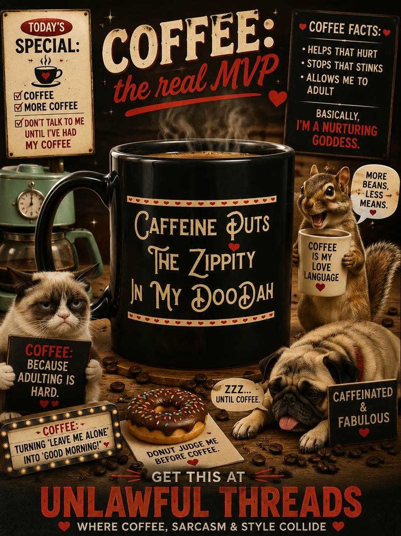 Caffeine Puts the Zippity in My DooDah – 15oz Ceramic Coffee Mug