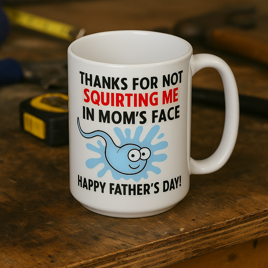 NSFW Father's Day Mug – Thanks for Not Squirting Me in Mom’s Face (White 15oz)