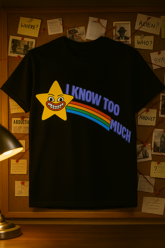 I Know Too Much Rainbow Star Shirt – Black Unisex Tee