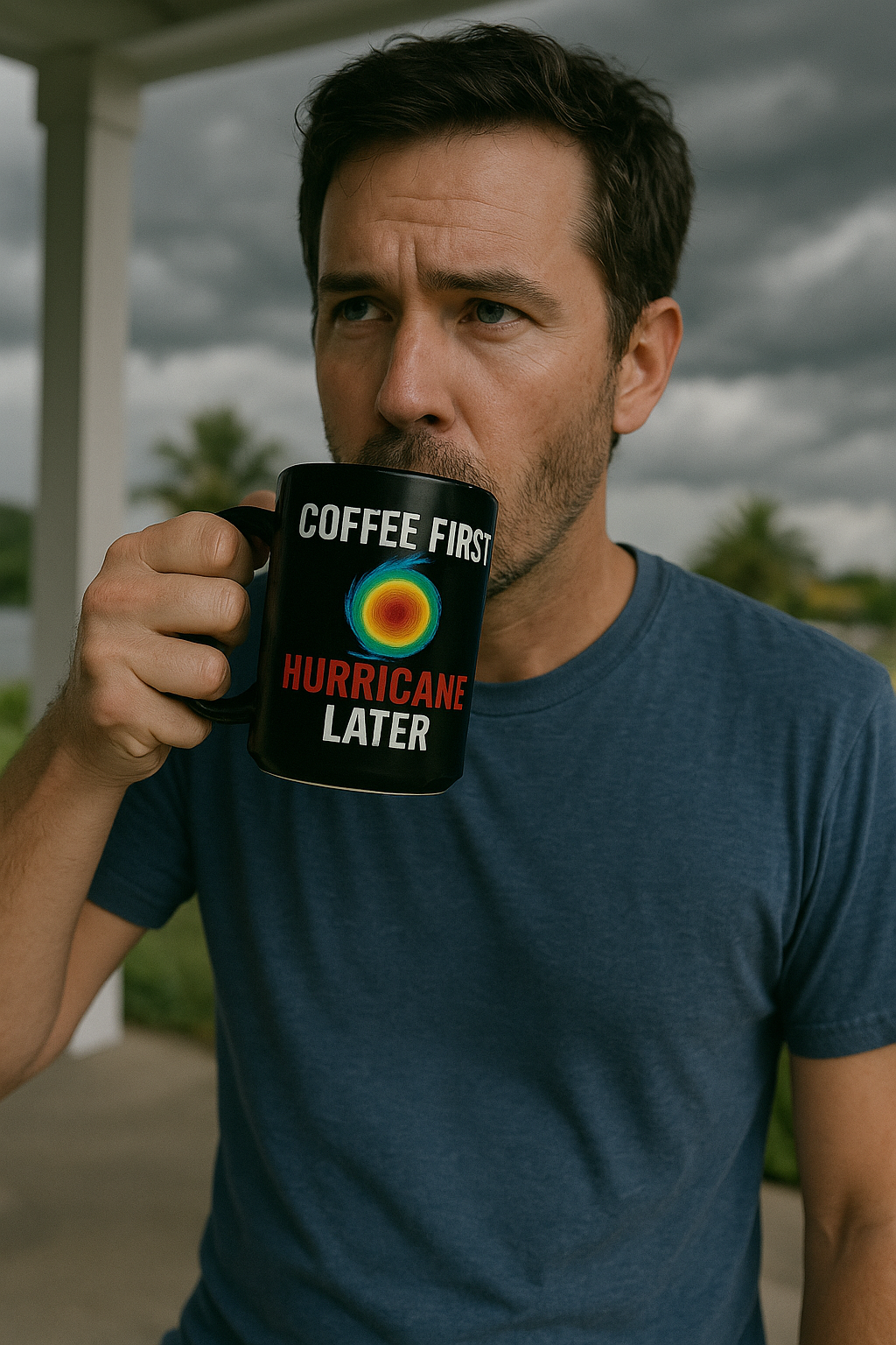 ☕ Coffee First, Hurricane Later – Florida Weather Mug – 15 oz