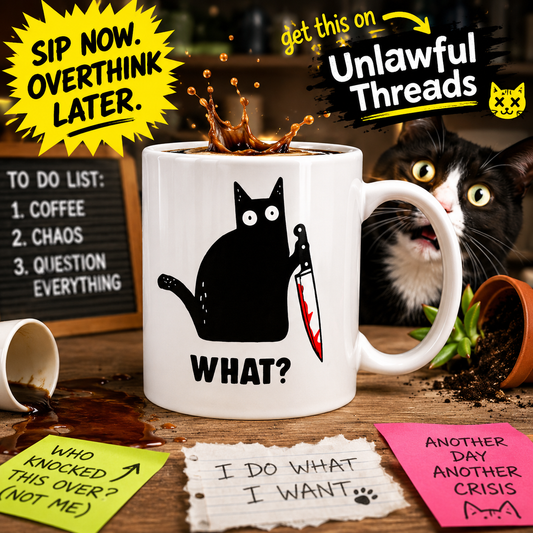 Black Cat Knife What? Funny 15 oz Coffee Mug