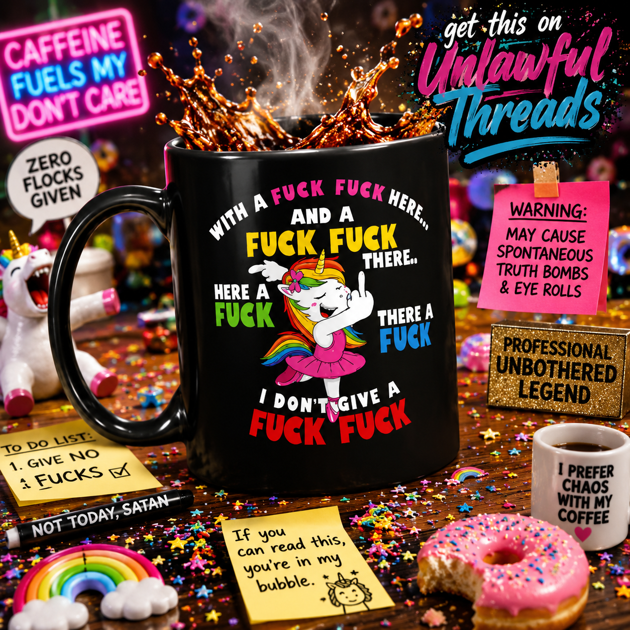 Unicorn F*CK Song – Funny Women's T-Shirt & 15oz Coffee Mug