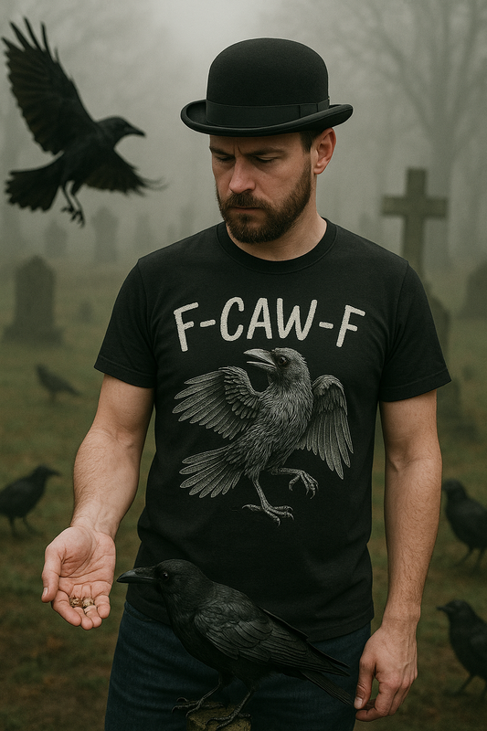 F-CAW-F Crow Shirt – Gothic Raven Humor Tee in Black