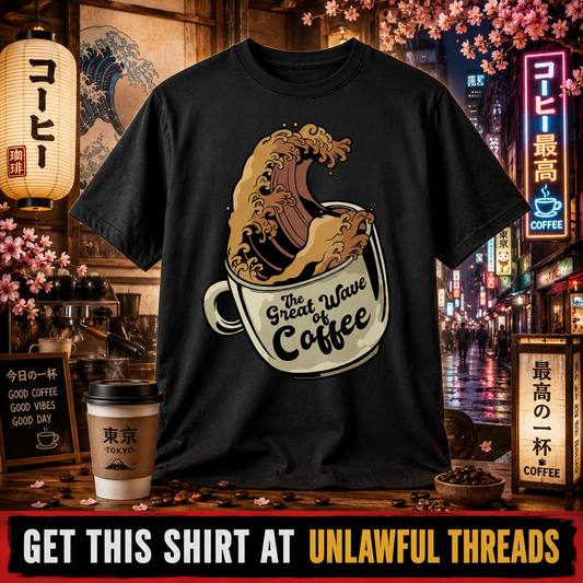 The Great Wave of Coffee T-Shirt — Funny Coffee Graphic Tee