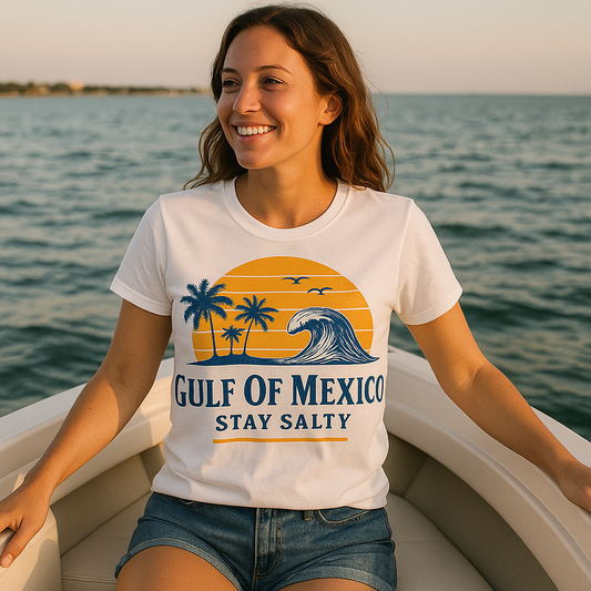 Gulf of Mexico – Stay Salty | Retro Sunset Beach Tee Florida