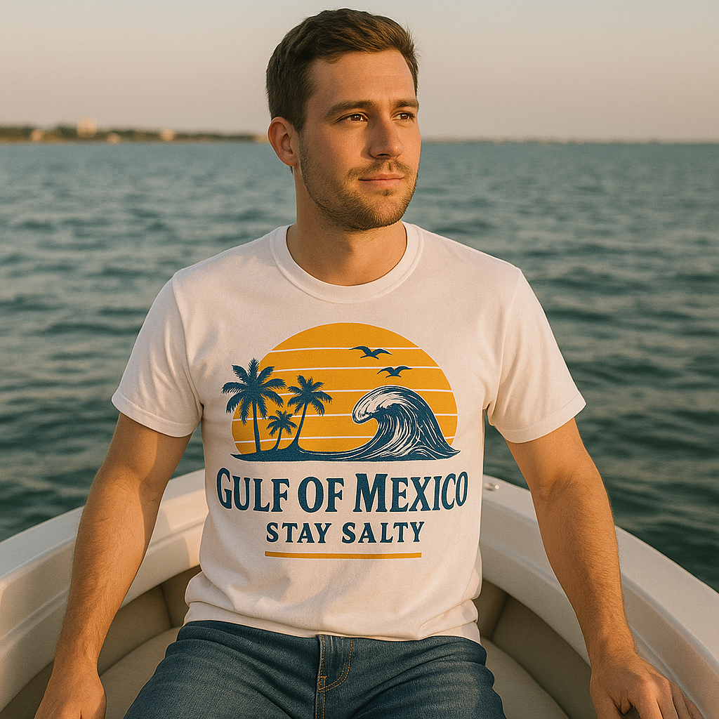 Gulf of Mexico – Stay Salty | Retro Sunset Beach Tee Florida
