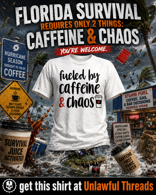 Fueled by Caffeine and Chaos Graphic T-Shirt