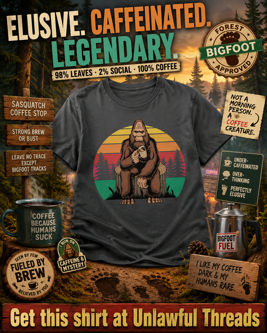 Coffee Bigfoot T-Shirt | Funny Sasquatch Graphic Tee