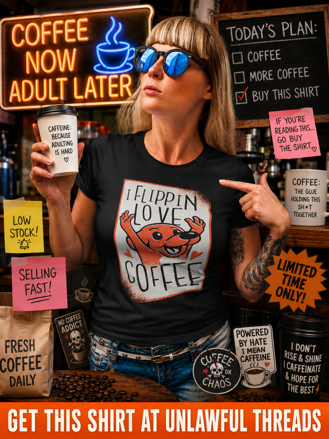 I Flippin Love Coffee T-Shirt | Unisex & Women's Gildan