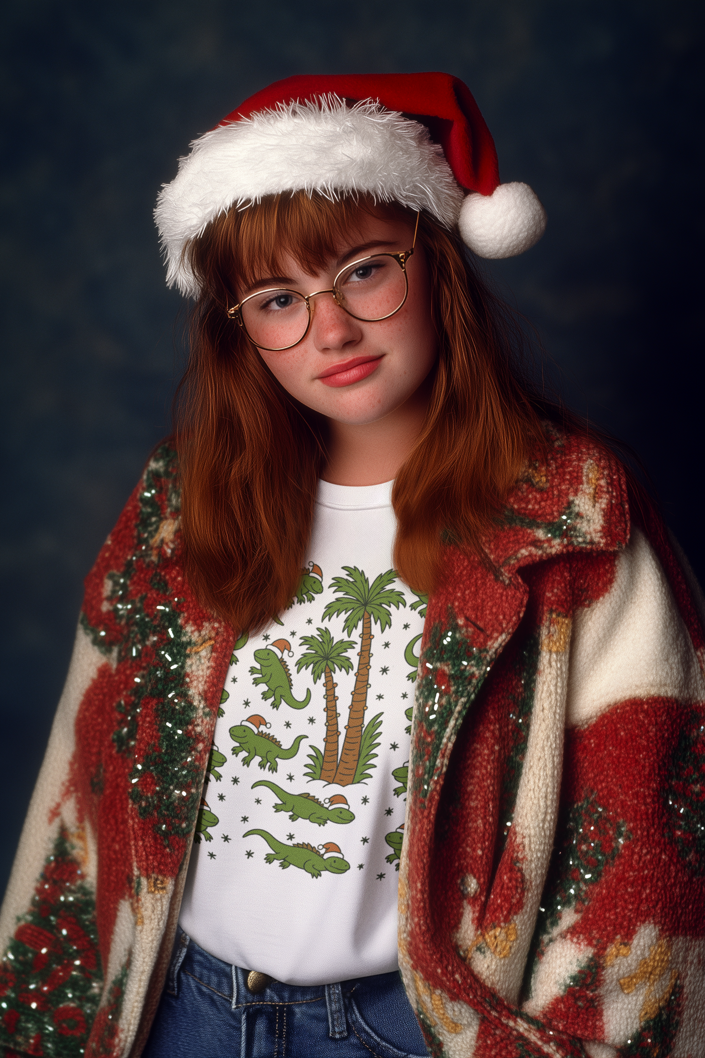 Falling Iguanas” Shirt – White Short Sleeve Tee | Funny Florida Christmas Shirt with Santa Lizards & Palm Trees | Funny Florida Shirt