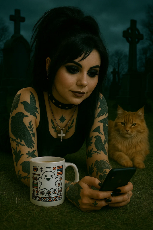 Adorable Boho Halloween Ghost Mug – Cute & Spooky Novelty Gift