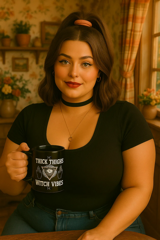 Thick Thighs Witch Vibes 15 ounce ceramic coffee mug