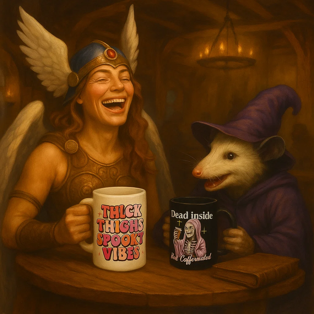 Thick Thighs Spooky Vibes retro 15 ounce coffee mugs