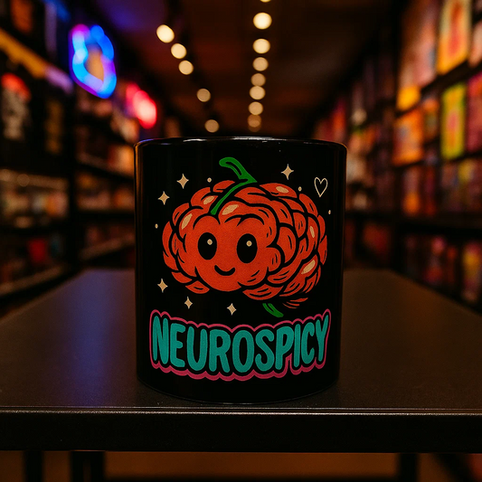 Neurospicy Brain Mug – 15oz Black Ceramic ADHD/Autism Pride Mug (15 oz. Black)