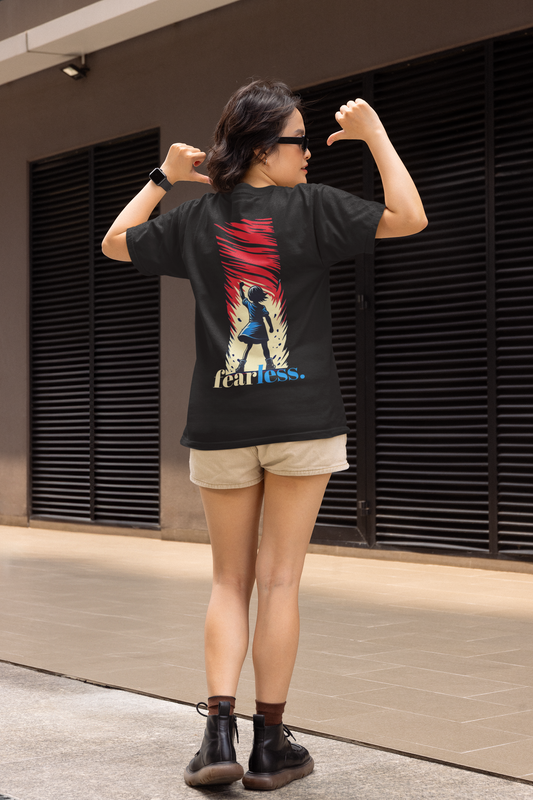 Fearless Girl Shirt (Back Print) available also a 15 oz Mug – Protest Apparel & Empowerment Gear for Bold Action