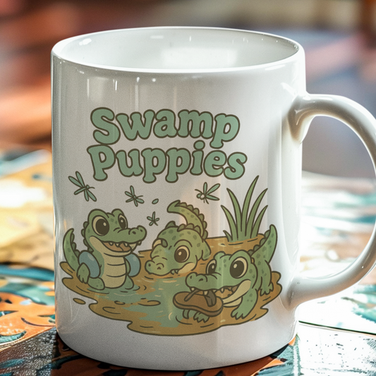 🐊 Swamp Puppies – Cute Alligator Florida mug 15oz.