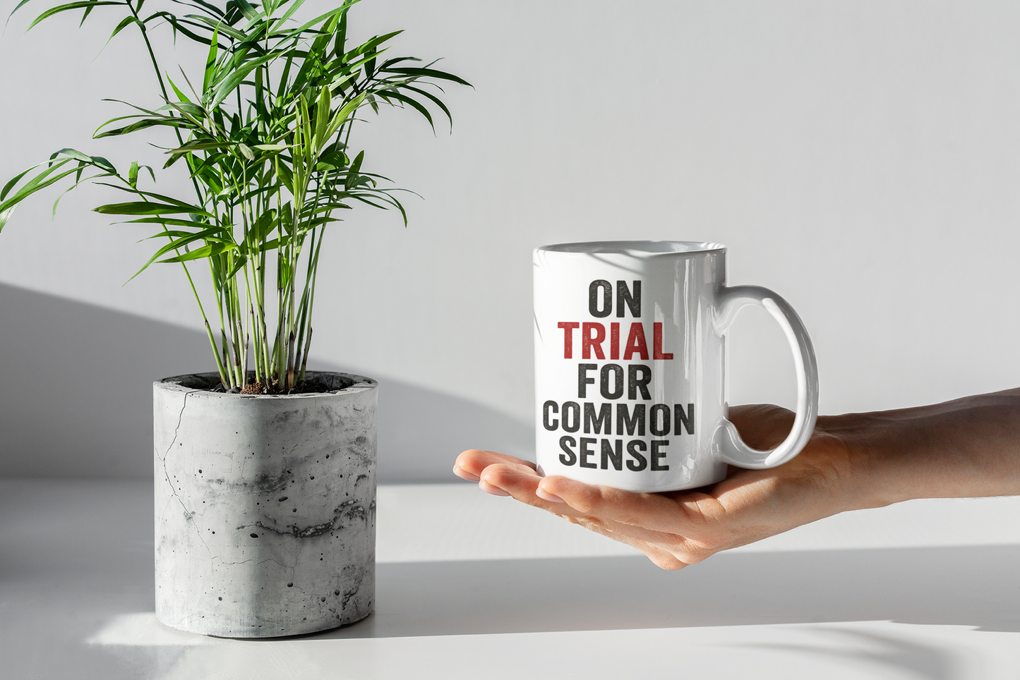 On Trial for Common Sense   Mug – 15oz Black or White Ceramic Coffee Cup | Bold Statement Mug for Thinkers, Rebels & Realists