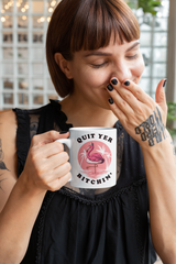 Quit yer bitchin flamingo 15 ounce ceramic coffee mug